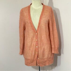 J Crew Peachy Pink Mohair Cardigan Sweater